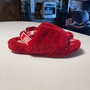 Ugg Women’s Size 6 Red Fluff Yeah Slippers House Shoes